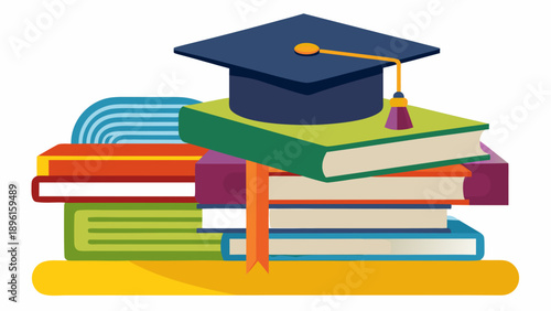 Colorful stack of books representing knowledge and learning Vector
