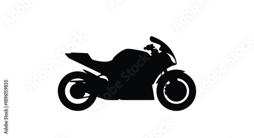 Silhouette of a modern sportbike against a white background