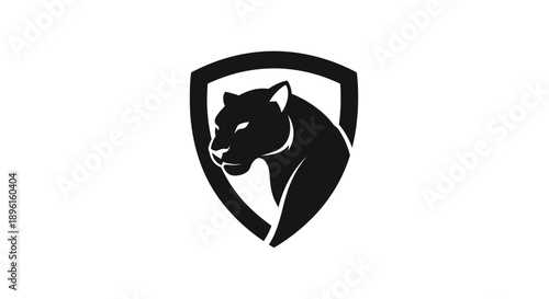 Black panther head inside a shield vector logo