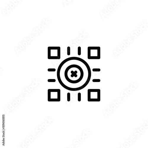 Invalid qr code icon with cancel symbol