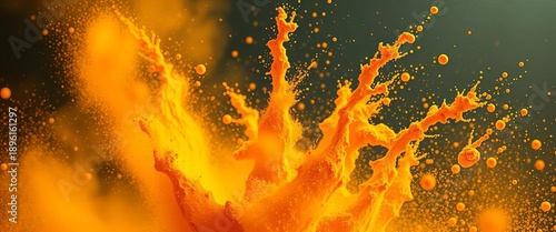 Golden turmeric powder swirls in mid-air, vibrant explosion,  gold,  spice photography