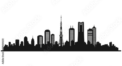 Wallpaper Mural Modern city skyline with iconic tower in the center Torontodigital.ca