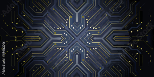 Intricate geometric pattern resembling a circuit board or futuristic technology