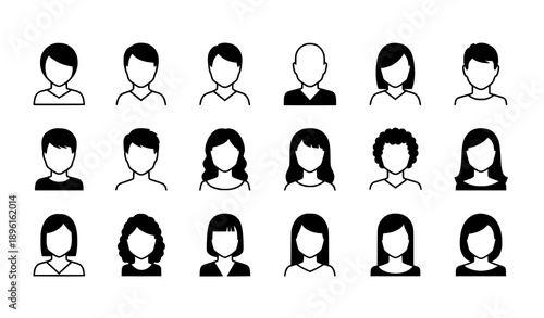 Geometric minimalist user avatars vector set for corporate web and app interfaces