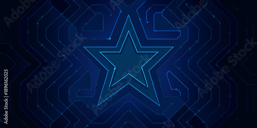 Abstract digital background featuring a star within circuit board lines