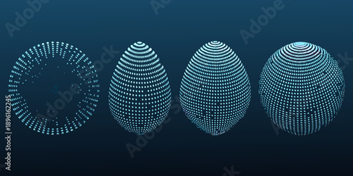 Abstract digital transformation from circle to egg shaped form