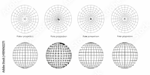 Polar projections and their corresponding three dimensional sphere representations