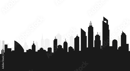Modern city skyline with sleek skyscrapers and urban landscape