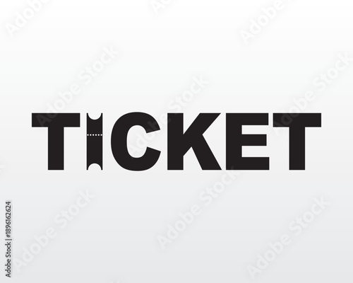 Creative ticket typographic logo design element featuring a stylized movie or event ticket icon integrated into the lettering, perfect for cinema, travel, and booking brands.
