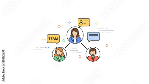 Collaborative teamwork illustration featuring diverse team members