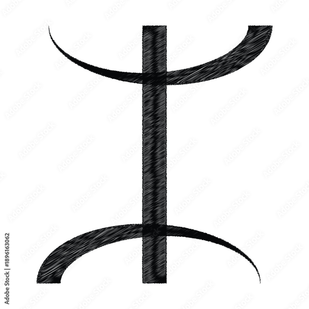 Obraz premium Amazigh Yaz Symbol - Tifinagh Alphabet Letter Representing the Free Man and Berber Culture