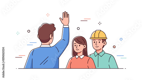 Team meeting: male leader with female colleagues engaged in discussion