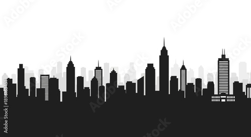 Modern city skyline with sleek skyscrapers and urban landscape