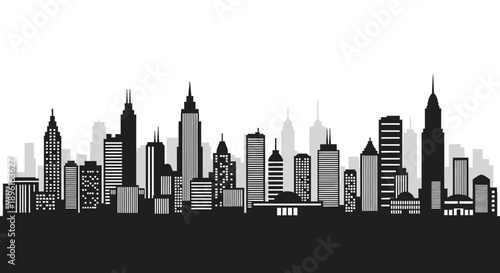 Modern city skyline with sleek skyscrapers and urban architecture