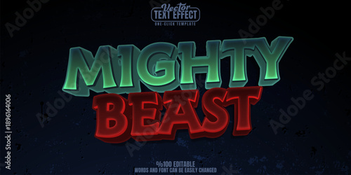 Beast editable text effect, customizable horror and scary 3d font style