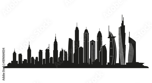 Modern city skyline with sleek skyscrapers and urban landscape