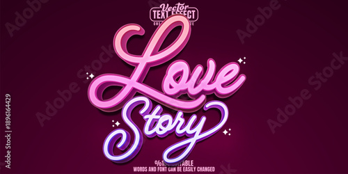 Love editable text effect, customizable romance and pink 3d font style