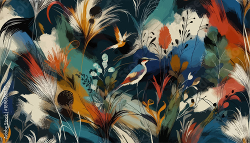 wild soul nature aesthetic and floral seamless pattern background