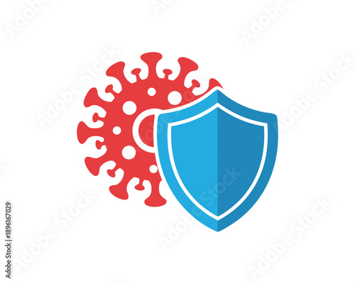 Virus Protection Shield with Icon Vector
