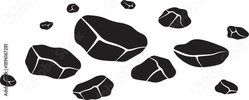 Black rocks on white background illustration design