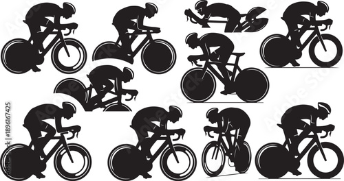 Silhouettes of Cyclists in Various Riding Positions
