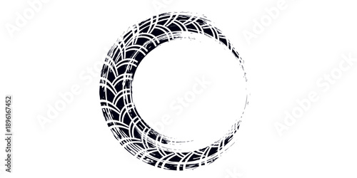 Tire track. Car, bike, motorcycle tyre mark with grunge effect isolated on white background. Wheel footprint on the road. Top view of rubber protector mark