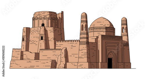 Ancient Desert Fortress Architecture Structure.