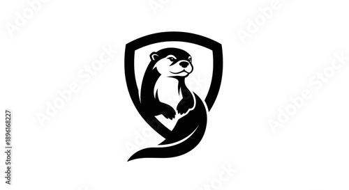 Bild auf Leinwand Otter inside shield logo