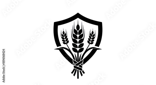 Wheat stalks inside a shield emblem