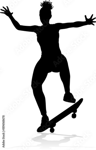 A skateboard woman or girl ...