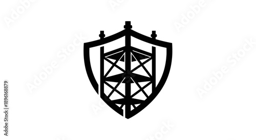 Shield with Transmission Tower Icon