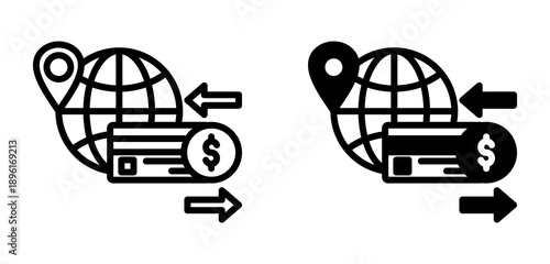 International Transaction Icon  Collection line & Mixed Style icon 