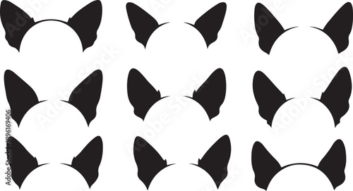 Black Cat Ears Isolated on White Background