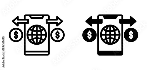 Global Transaction Icon  Collection line & Mixed Style icon 