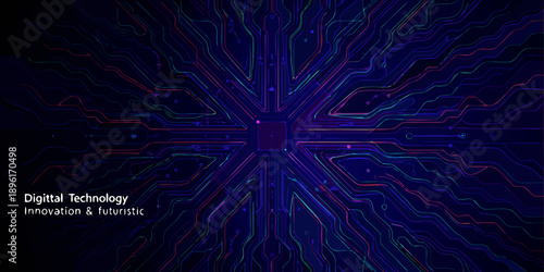 Abstract futuristic network with radiating lines and a central focal point