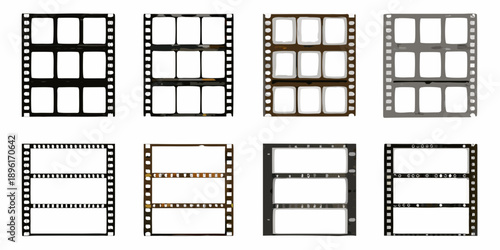 Film strips with varying frame colors arranged in a grid pattern
