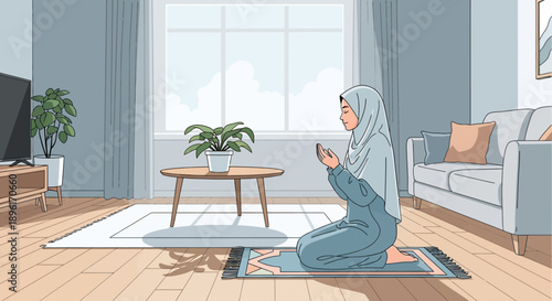 Muslim Woman Praying at Home