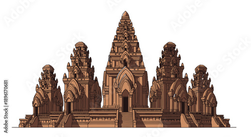 Ancient Khmer Temple Architecture Stone Structure.