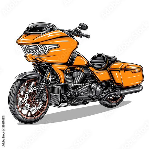 Big American Motorcycle Vector in Orange