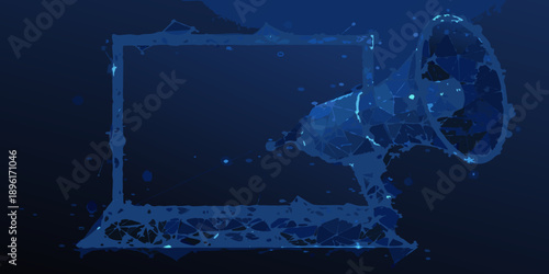 Abstract digital art featuring a fragmented television and glowing frame