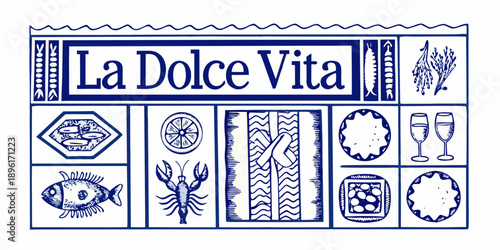 La Dolce Vita tile arrangement featuring Italian motifs and imagery
