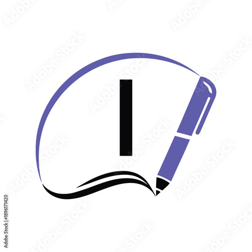 Education Logo On Letter I Template. Education On I Letter, Initial Pen Sign Conceptrint