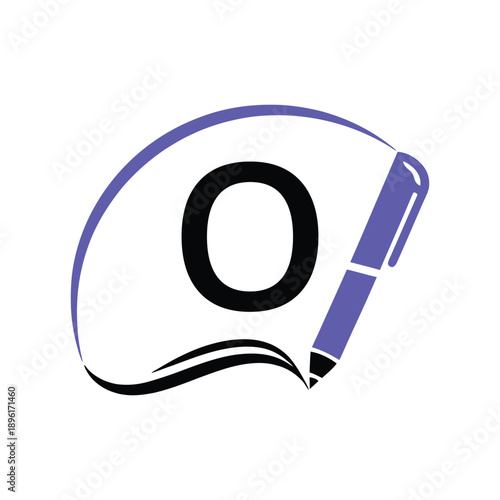 Education Logo On Letter O Template. Education On O Letter, Initial Pen Sign Conceptrint