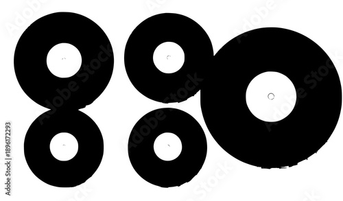 Vinyl records realistic vector set isolated on transparent background