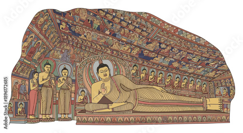 Buddha statue in repose position.