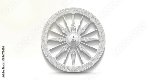 Detailed view of a wheel.