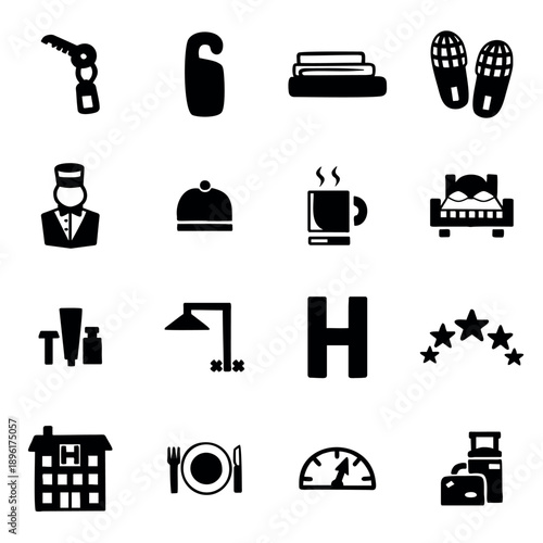 Hotel Service and Hospitality Icons