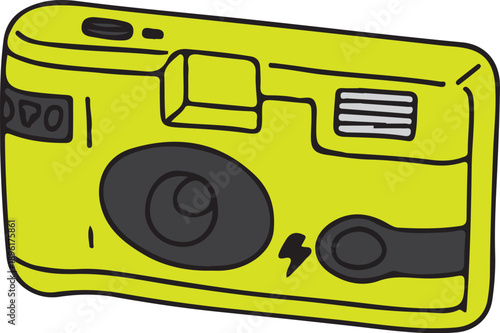 Vibrant yellow instant camera illustration for creative projects