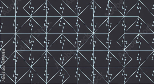 Abstract dark blue lightning bolt circuit seamless pattern