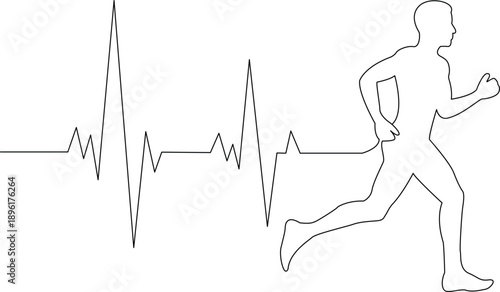 Running silhouette combined with a heart rate waveform illustration